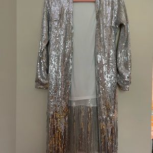 Mid length Fringe sequin cardigan M flapper